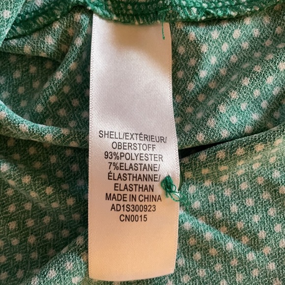 ADRIENNA PAPELL EMERALD GREEN WITH WHITE DOTS GENTLE PLEATED BLOUSE Size L - Picture 14 of 15